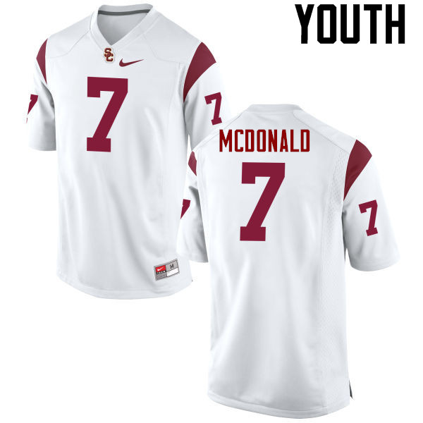 Youth #7 T.J. McDonald USC Trojans College Football Jerseys-White - Click Image to Close